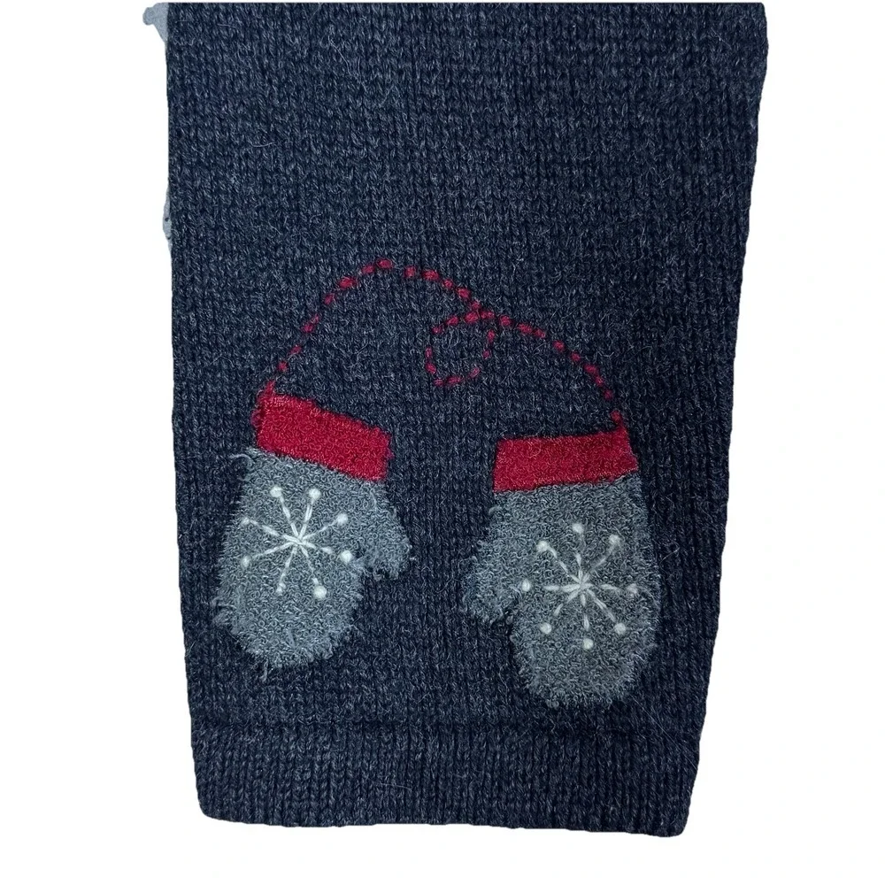 Vintage 1990s Crazy Horse Snowman Mittens Christmas Granny Teacher Cardigan Sz M